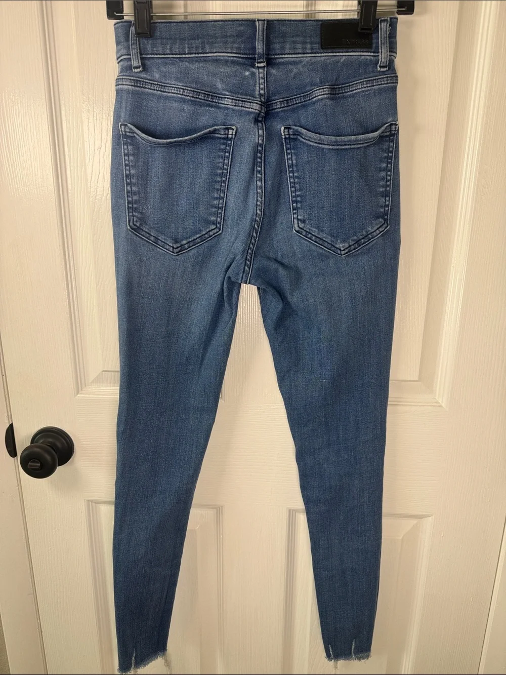 Express Women's Medium Blue Distressed Skinny Jeans